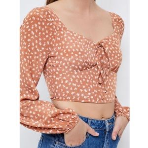 LA Hearts Long Sleeve Tie Front Top